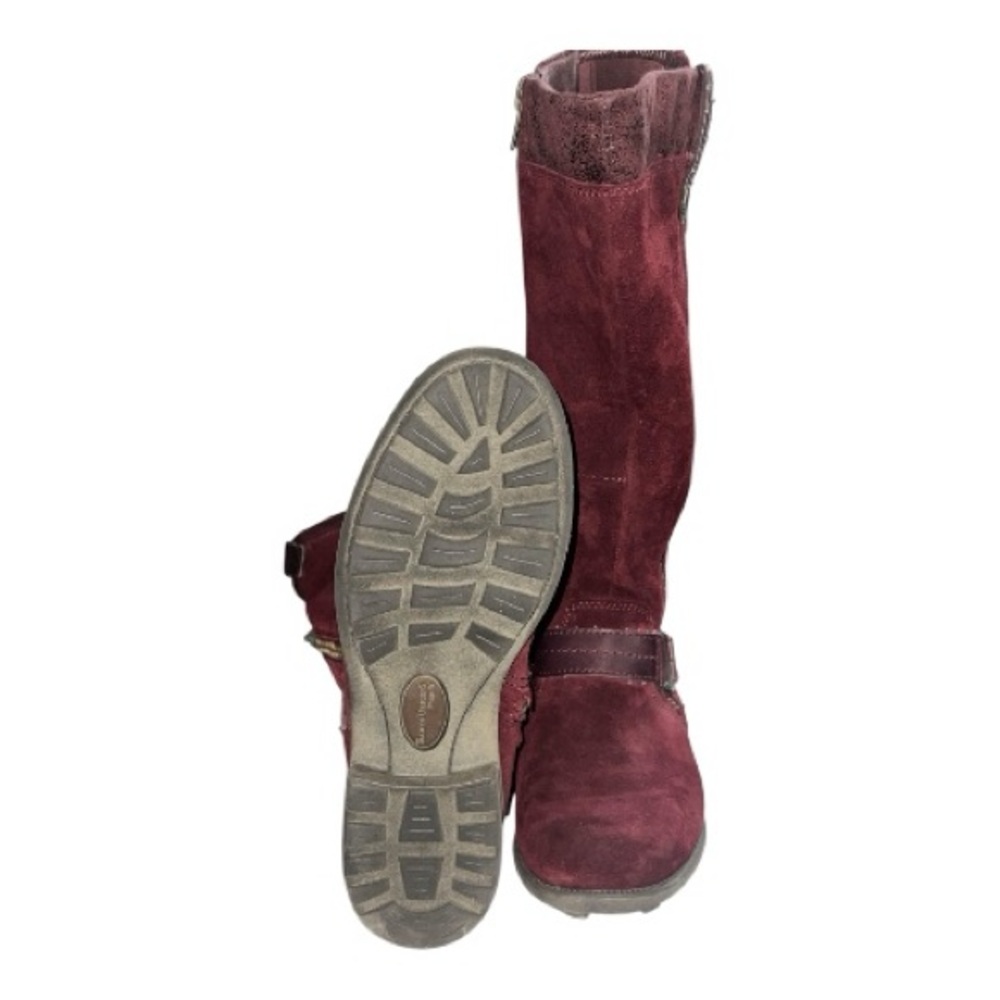 Earth Origins Maroon Suede Leather Heeled Boots - Picture 5 of 8